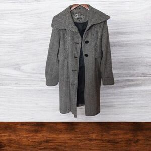 Guess Herringbone Trench Coat Womens Size M Fall Winter Classic Outerwear